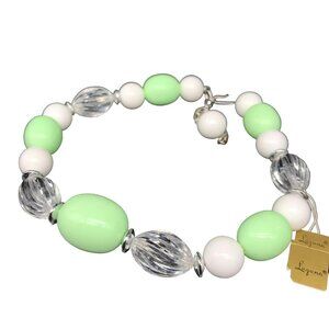 Vintage NOS Laguna Seafoam Green Necklace, Choker Length Lucite Beads, NWT